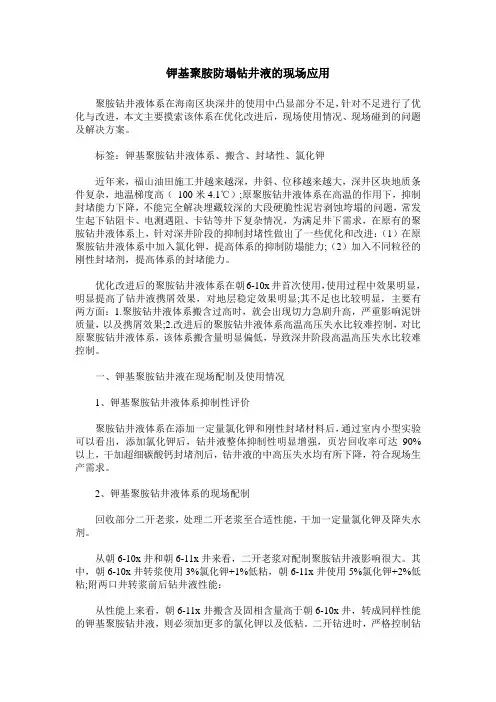 钾基聚胺防塌钻井液的现场应用