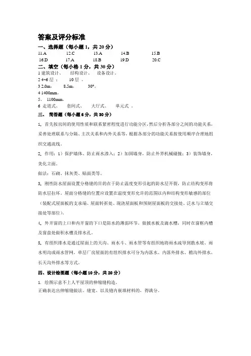 建筑设计原理试题及答案