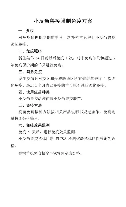 小反刍兽疫强制免疫方案