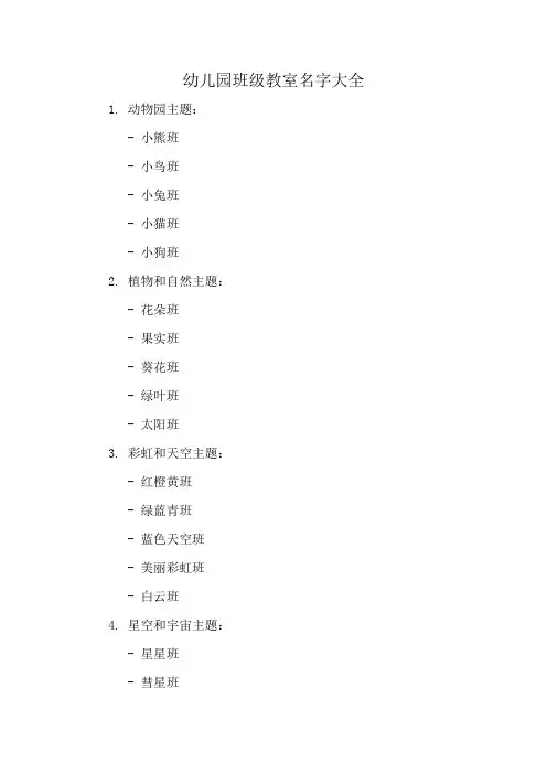 幼儿园班级教室名字大全