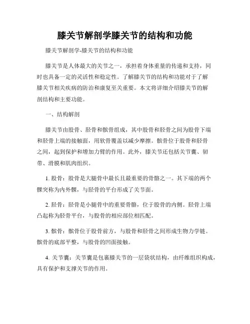 膝关节解剖学膝关节的结构和功能
