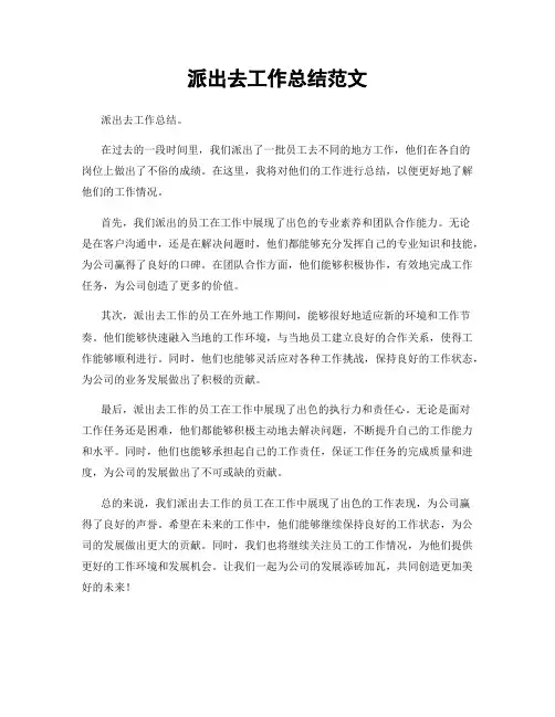 派出去工作总结范文