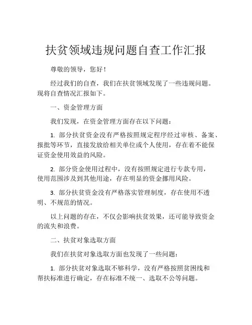 扶贫领域违规问题自查工作汇报