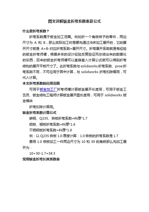 图文详解钣金折弯系数表及公式