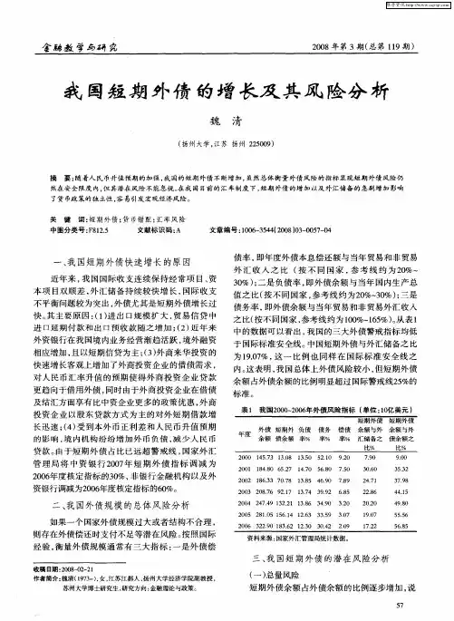 我国短期外债的增长及其风险分析