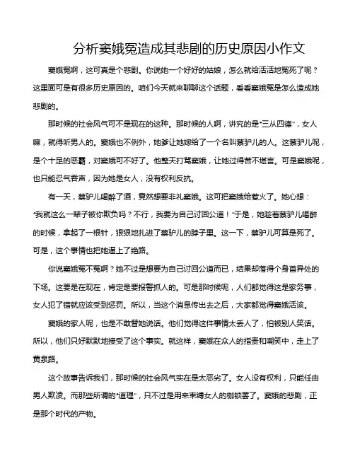 分析窦娥冤造成其悲剧的历史原因小作文