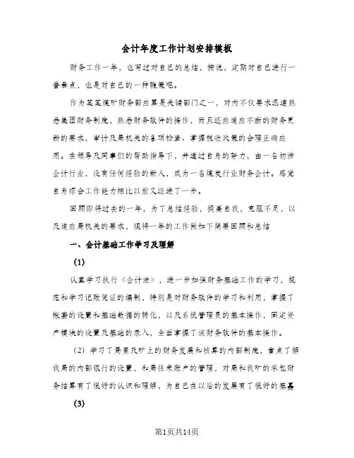 会计年度工作计划安排模板（五篇）