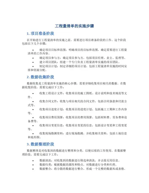工程量清单的实施步骤