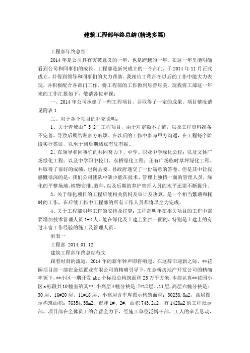 建筑工程部年终总结(精选多篇)