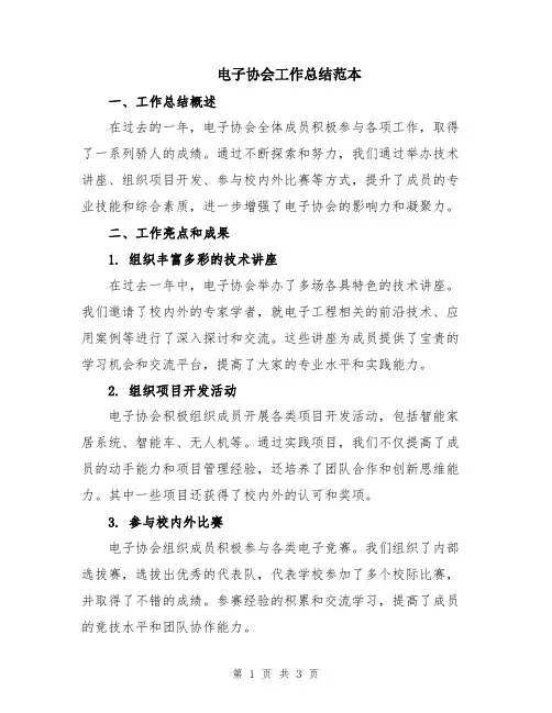 电子协会工作总结范本