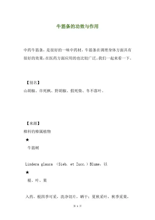 牛筋条的功效与作用