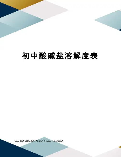 初中酸碱盐溶解度表