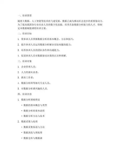数据赋能课程培训方案模板