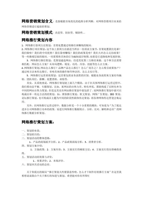 网络营销策划—含义、内容、方案