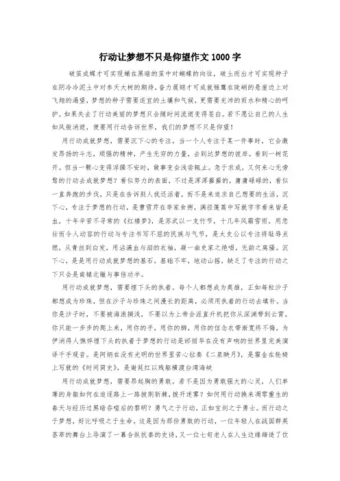 行动让梦想不只是仰望作文1000字