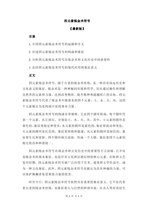四元素炼金术符号