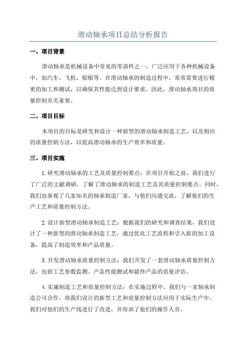 滑动轴承项目总结分析报告