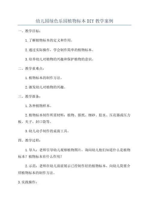 幼儿园绿色乐园植物标本DIY教学案例