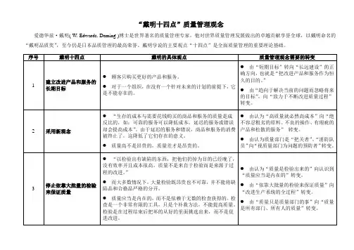 “戴明十四点”质量管理观念