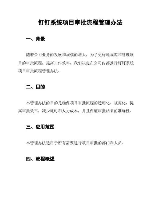 钉钉系统项目审批流程管理办法