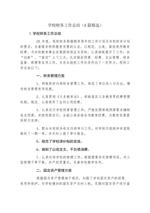 学校财务工作总结(5篇精选)