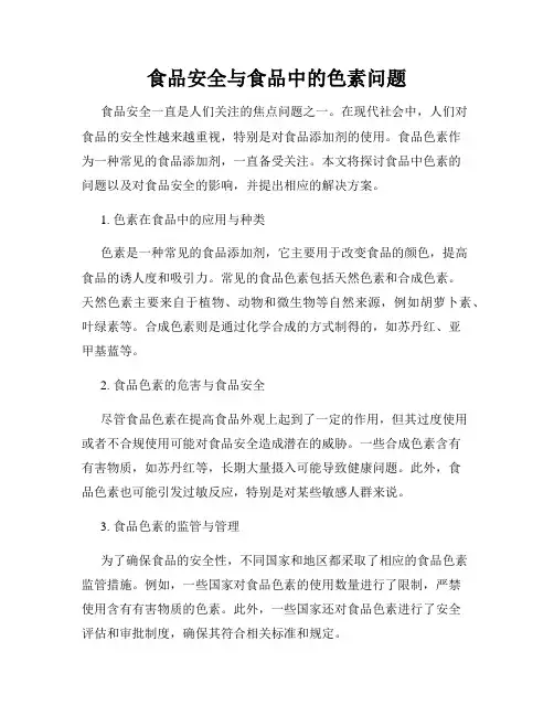 食品安全与食品中的色素问题