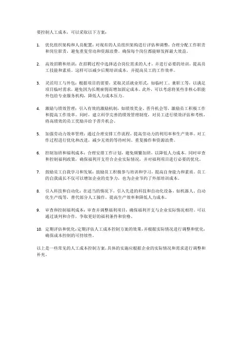 人工成本控制方案