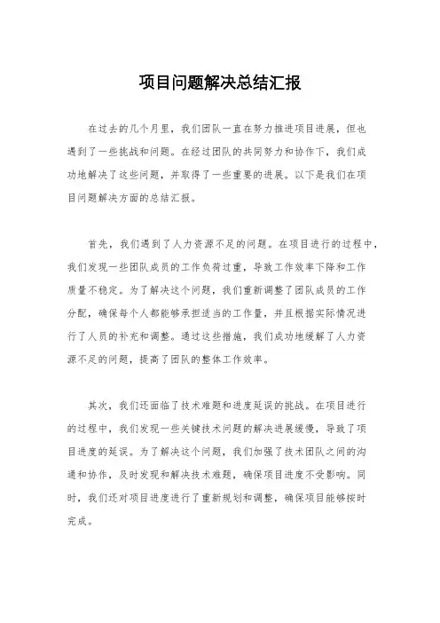 项目问题解决总结汇报
