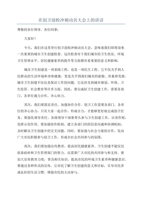 在创卫迎检冲刺动员大会上的讲话