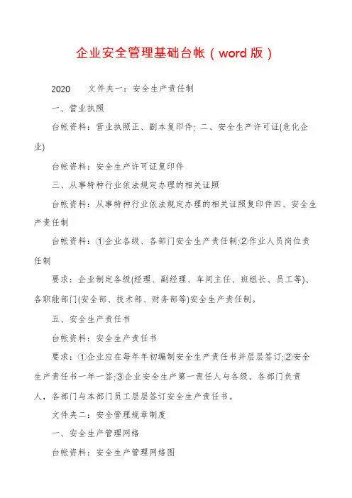 企业安全管理基础台帐