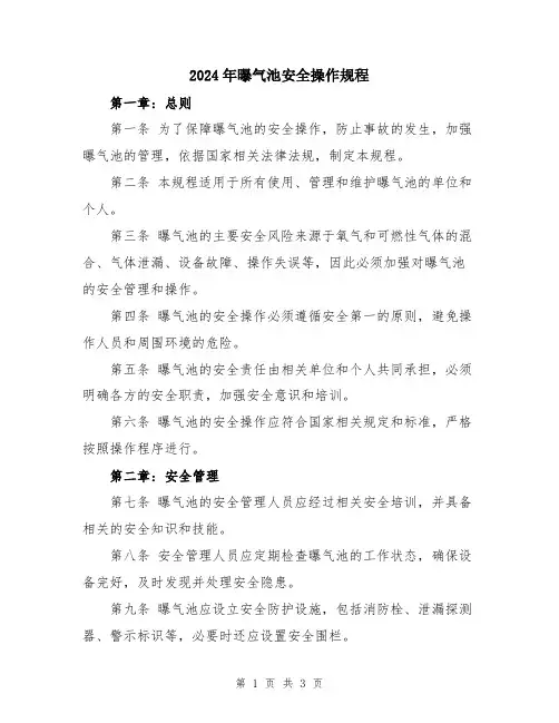 2024年曝气池安全操作规程