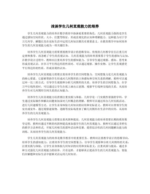浅谈学生几何直观能力的培养