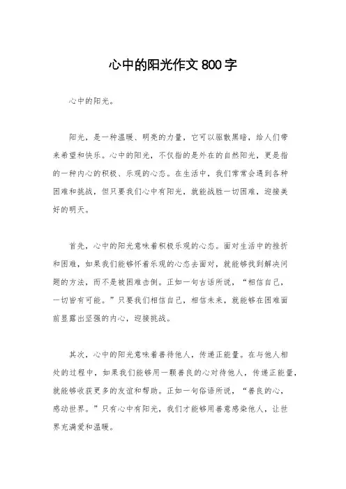 心中的阳光作文800字