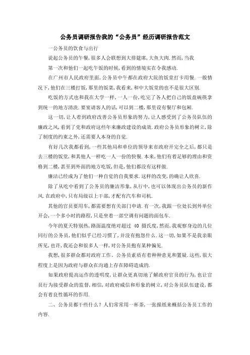 公务员 调研报告 我的公务员经历调研报告范文 精品