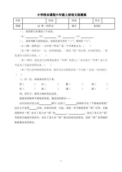 《 唯一的听众》检测案