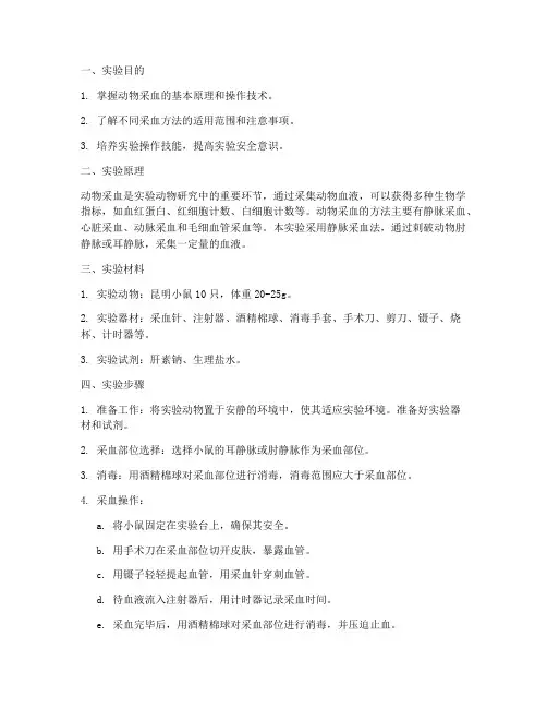 动物采血实验报告