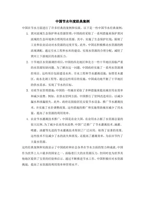 中国节水年度经典案例