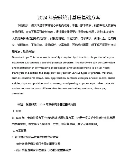 2024年安徽统计基层基础方案