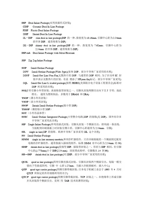 电子元器件封装分类大全