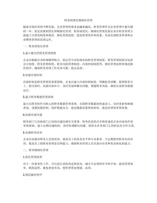 财务制度化精细化管理