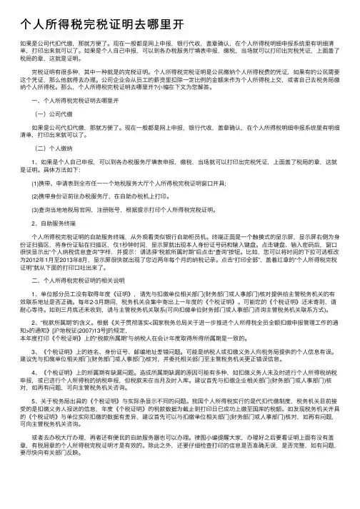 个人所得税完税证明去哪里开
