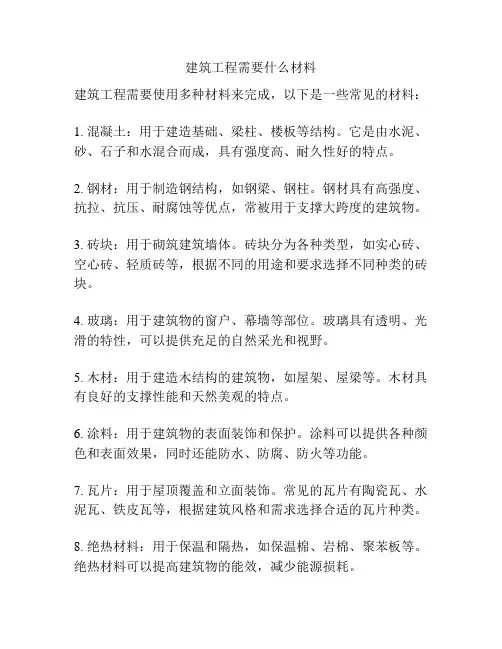 建筑工程需要什么材料