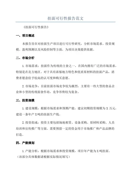 挂面可行性报告范文