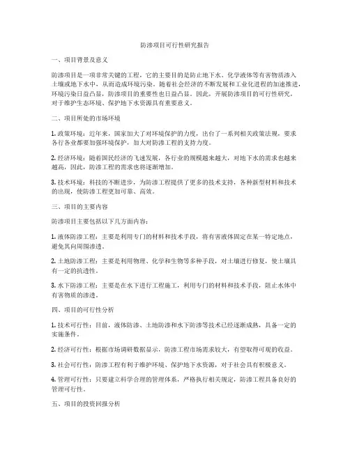 防渗项目可行性研究报告