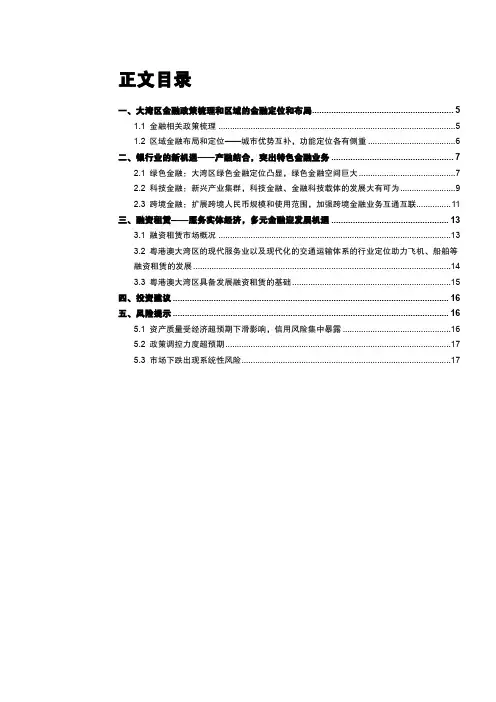 2019年粤港澳大湾区银行和融资租赁研究报告