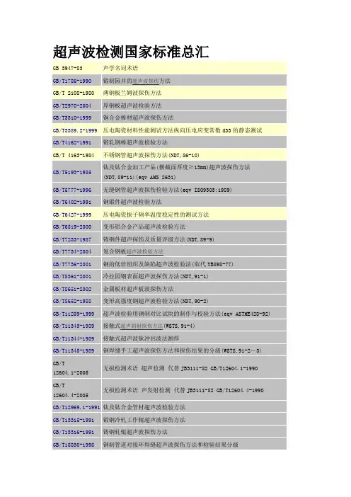 超声波检测国家标准总汇