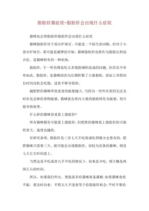 脂肪肝猫症状-脂肪肝会出现什么症状