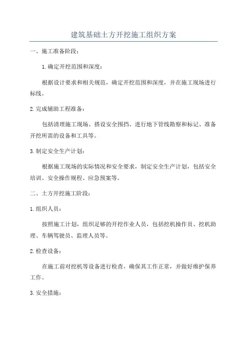 建筑基础土方开挖施工组织方案