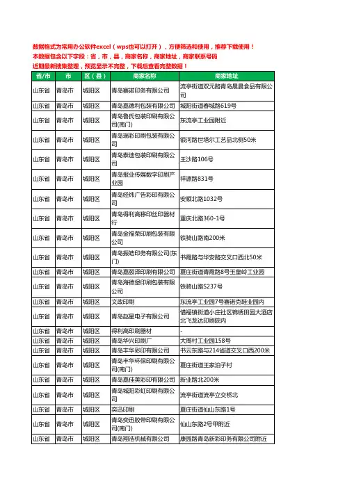 2020新版山东省青岛市城阳区印刷工商企业公司商家名录名单黄页联系电话号码地址大全179家