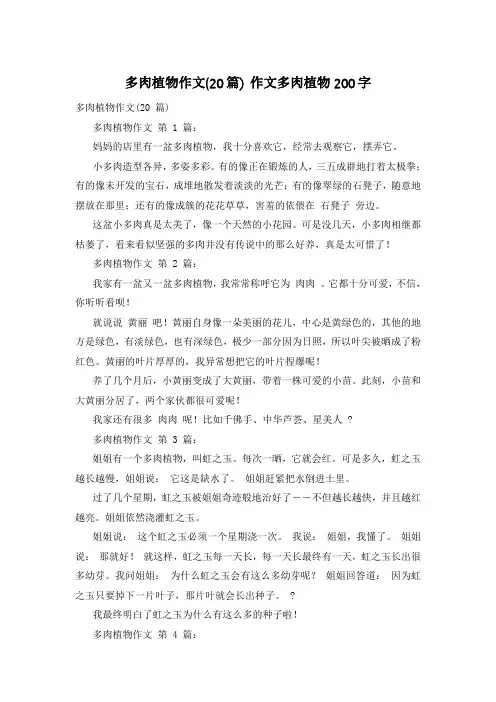 多肉植物作文(20篇) 作文多肉植物200字